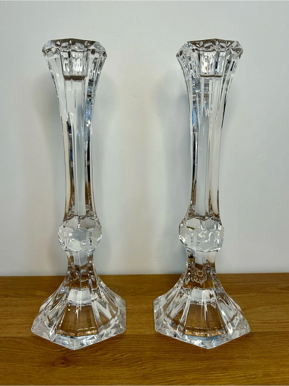 Vintage Cut Crystal Taper Candle Holders Set | Faceted Clear Home Decor